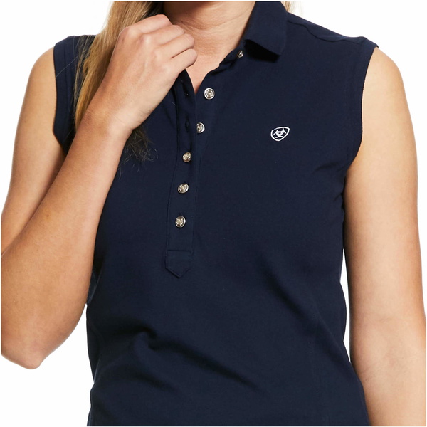 2022 Ariat Womens Prix 2.0 Sleeveless Polo Top 10030404 - Navy